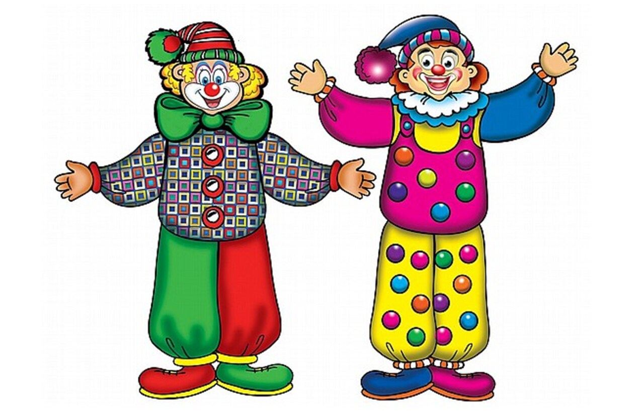Jumbo Cardstock Clowns to Assemble – Pair of 23\" Circus Clown Craft Decorations
